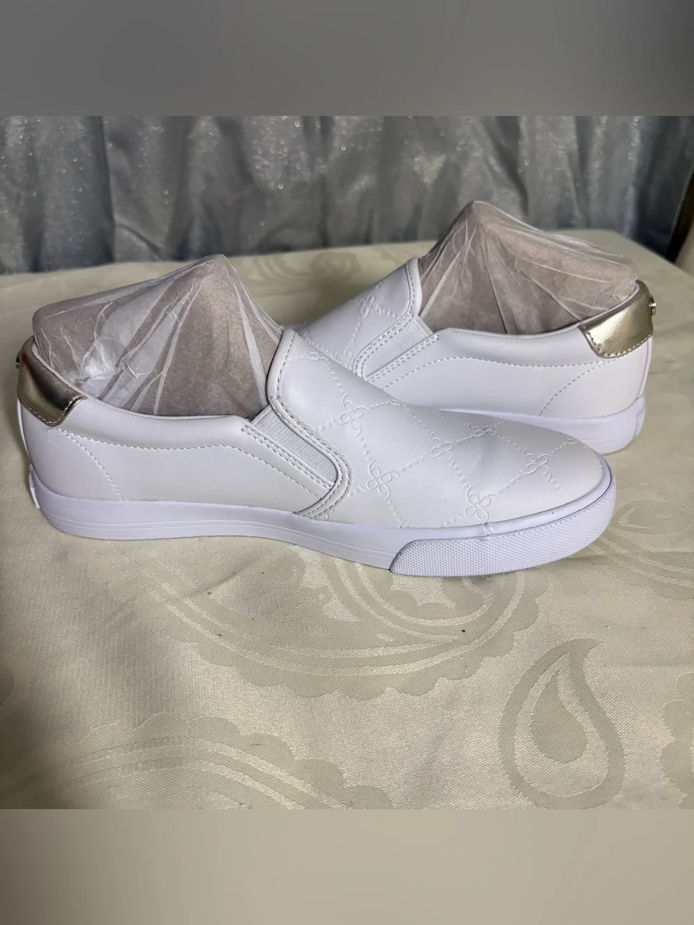 Nine West White Quilted Slip-On Sneakers - Women's Casual Shoes
